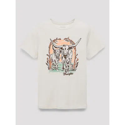 Wrangler Bull Arbor Reg Fit Graphic Tee In Silver Birch Heather In White