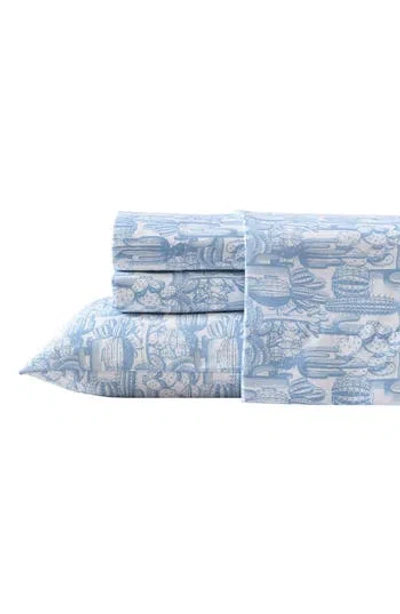 Wrangler Cactus Toile Print Microfiber Sheet Set In Blue