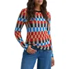 Wrangler Checked Long Sleeve Knit Top In Multi