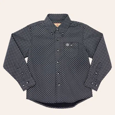 Wrangler Classic Boys' Black Geo Print Long Sleeve Shirt