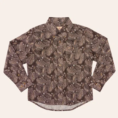 Wrangler Classic Boys' Chocolate Paisley Print Long Sleeve Shirt In Brown