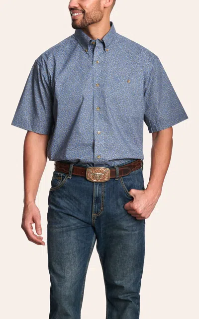 Wrangler Classic Men's Blue Paisley Print Short Sleeve Western Shirt