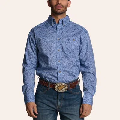 Wrangler Classic Men's Blue Paisley Print Western Shirt In Multi