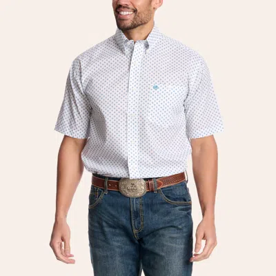 Wrangler Classic Men's Light Blue Geo Print Shirt In White