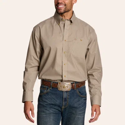 Wrangler Classic Men's Tan Geo Print Long Sleeve Shirt In Brown