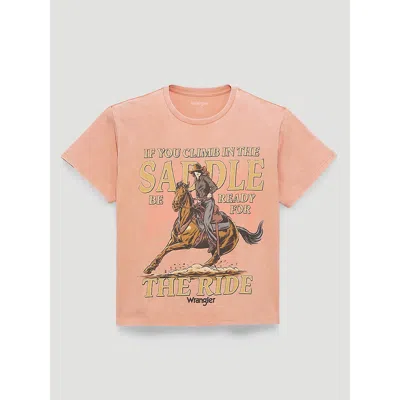 Wrangler Climb In The Saddle Girlfriend Graphic Tee In Canyon Sunset In Pink