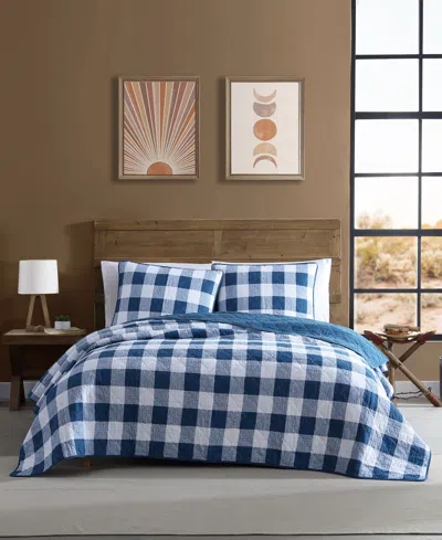 Wrangler Closeout!  Bison Plaid 3 Piece Comforter Set, Full/queen In Blue