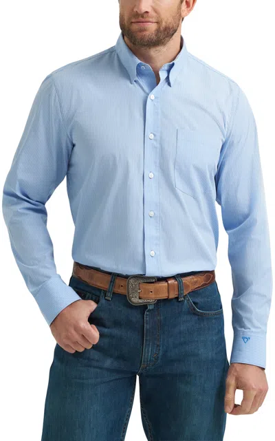 Wrangler Cody Johnson Men's Light Blue Stripe Western Shirt