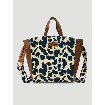 Wrangler Colorblock Cow Print Cross Body In Brown