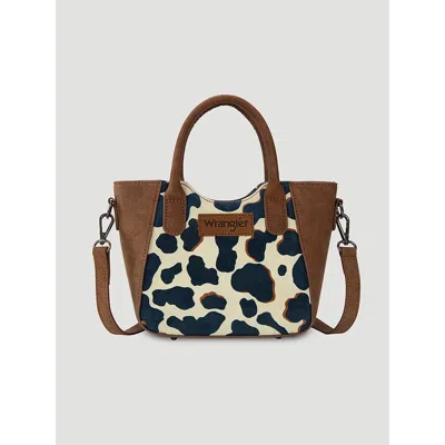 Wrangler Colorblock Cow Print Small Cross Body In Brown