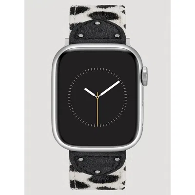 Wrangler Cow Hair Studded Universal Watchband In Black/white