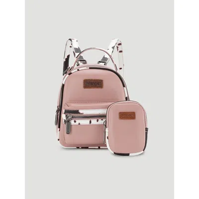 Wrangler Cow Print Backpack With Coin Pouch In Pink