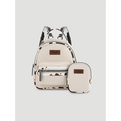 Wrangler Cow Print Backpack With Coin Pouch In Tan In Brown