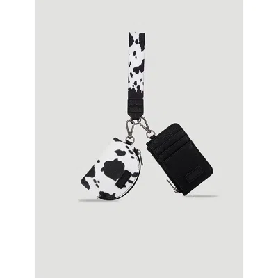 Wrangler Cow Print Card And Wallet Set In Black