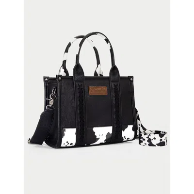 Wrangler Cow Print Cross Body Small Tote In Black