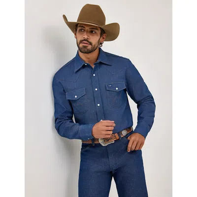 Wrangler Cowboy Cut® Firm Finish Denim Western Snap  Work Shirt In Blue