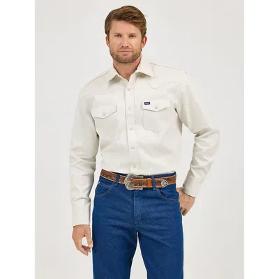 Wrangler Cowboy Cut® Firm Finish Twill Western Snap Work Shirt In Stone In White