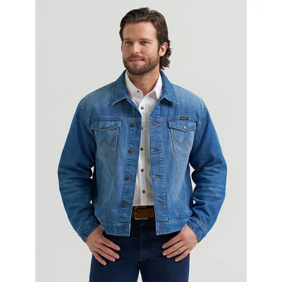 Wrangler Cowboy Cut Flannel Lined Denim Jacket In Blue Indigo