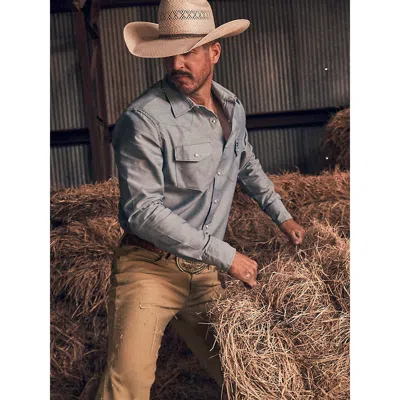 Wrangler Cowboy Cut®  Long Sleeve Western Snap Chambray Work Shirt In Chambray Blue In Gray