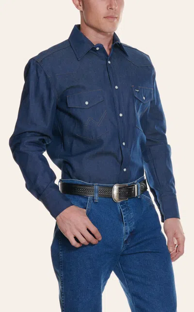 Wrangler Cowboy Cut Rigid Denim Long Sleeve Workshirt Ms70119x In Blue