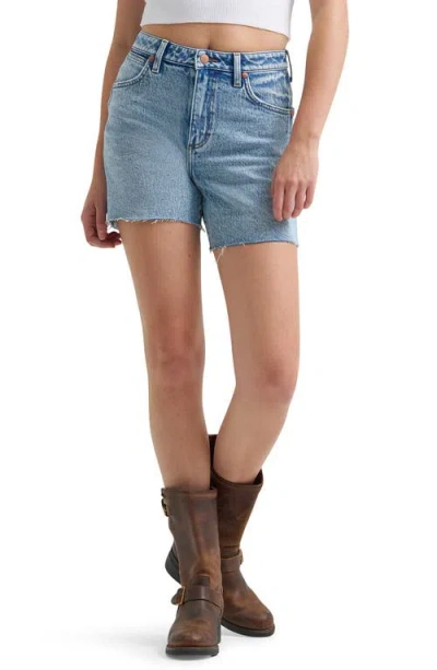 Wrangler Cowboy High Waist Denim Cutoff Shorts In Green