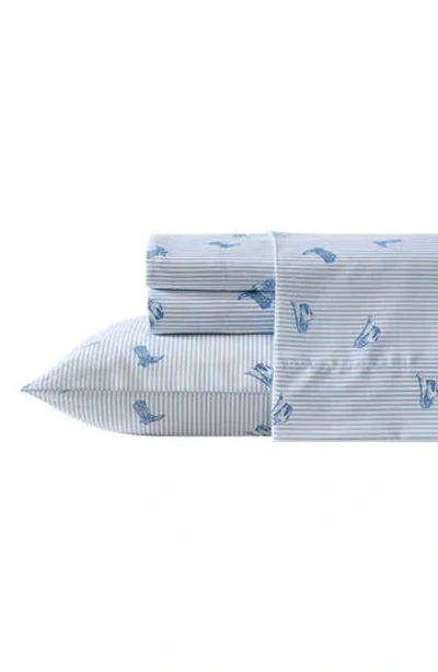 Wrangler Cowboy Pinstripe Printed Microfiber Sheet Set In Blue