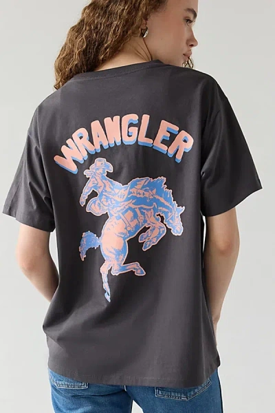 Wrangler Cowgirl Graphic Oversized Girlfriend Tee In Black, Women's At Urban Outfitters