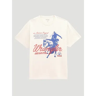 Wrangler Cursive Cowboy Vintage Fit Back Graphic T-shirt In Antique White