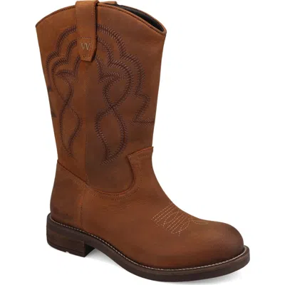 Wrangler Della Round Toe Western Boot In Brown