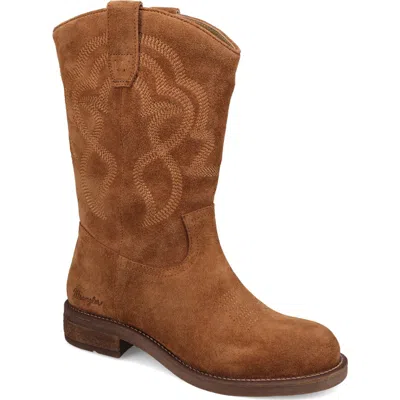 Wrangler Della Round Toe Western Boot In Brown