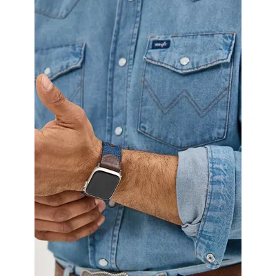 Wrangler Denim Leather Universal Watchband In Denim