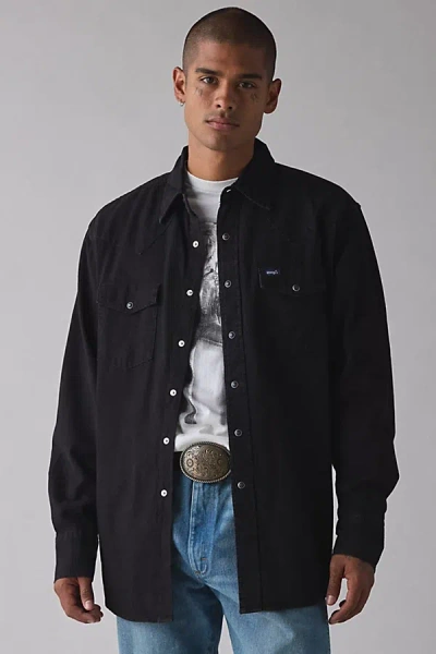 Wrangler Denim Western Shirt Top In Black, Men's At Urban Outfitters