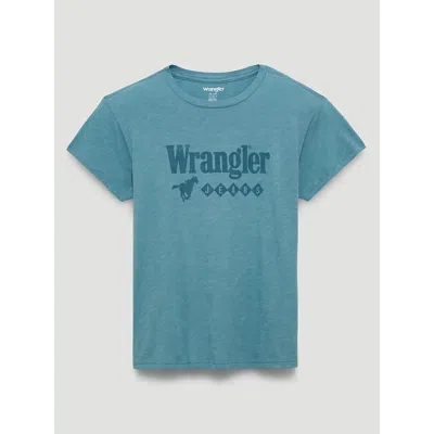 Wrangler Diamond Jeans Retro Reg Graphic Tee In Smoke Blue