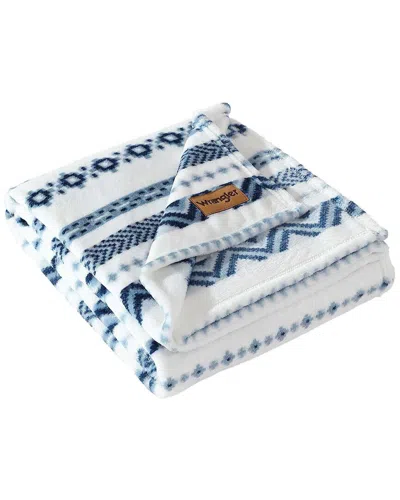 Wrangler Diamond Trail Ultra Soft Plush Fleece Reversible Throw Blanket In Blue