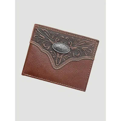 Wrangler Distressed Leather And Concho Bifold Wallet In Brown