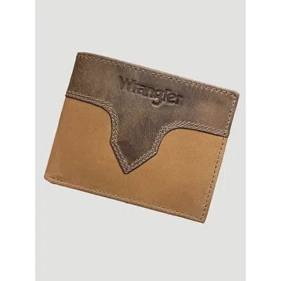 Wrangler Embossed Leather Yoke Bifold Wallet In Tan In Brown