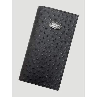 Wrangler Embossed Ostrich Leather Checkbook In Black