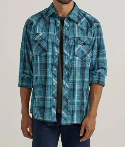 Wrangler Fashion Snap Western Shirt In Teal In Blue