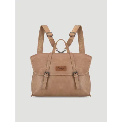 Wrangler Faux Leather Convertible Satchel/backpack In Khaki In Brown