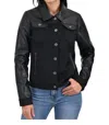 Wrangler Faux Leather Trucker Jacket In Black In Black