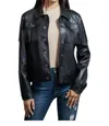 Wrangler Faux Leather With Fringe Trucker Jacket In Black In Black