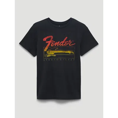 Wrangler Fender Stratocaster Reg Fit Graphic Tee In Washed Black