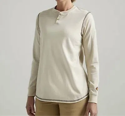 Wrangler Flame Resistant Long Sleeve Henley Top In Sand In Multi