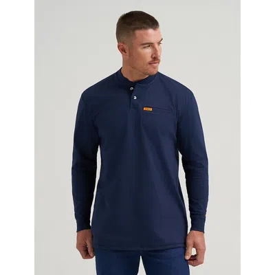 Wrangler ® Fr Flame-resistant Long Sleeve Lightweight Henley In Navy In Blue