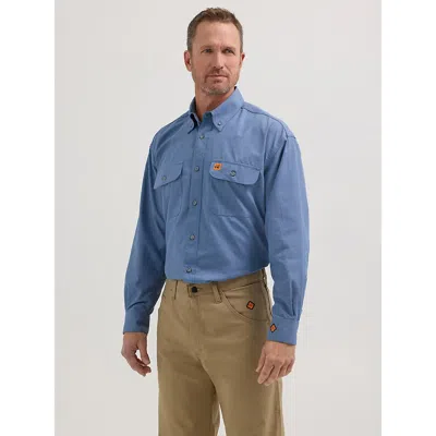 Wrangler ® Fr Flame-resistant Riggs Flap Pocket Solid Work Shirt In Light Blue