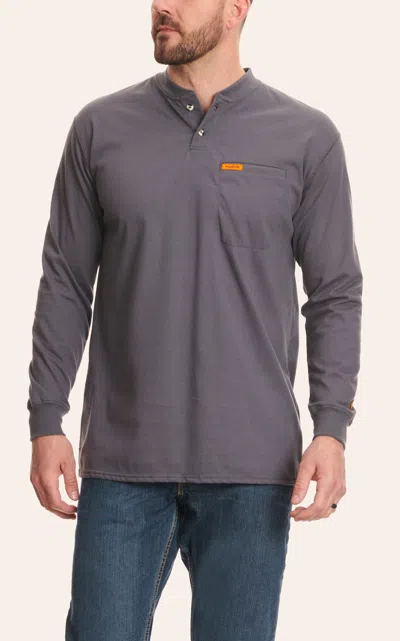 Wrangler Fr Men's Dark Gray Long Sleeve Henley Work Shirt In Multi