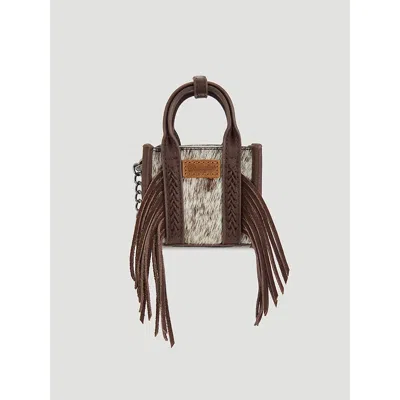 Wrangler Fringe Mini Tote Key Chain In Coffee In Brown