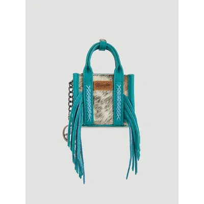 Wrangler Fringe Mini Tote Key Chain In Turquoise In Blue