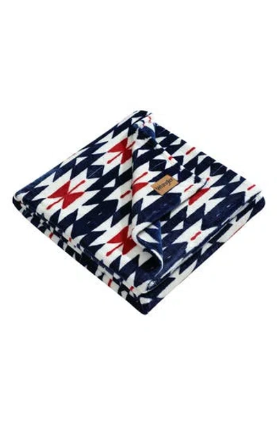 Wrangler Geo Print Soft Plush Fleece Throw In Blue
