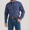 Wrangler George Strait Long Sleeve Button Down Shirt In Navy In Blue